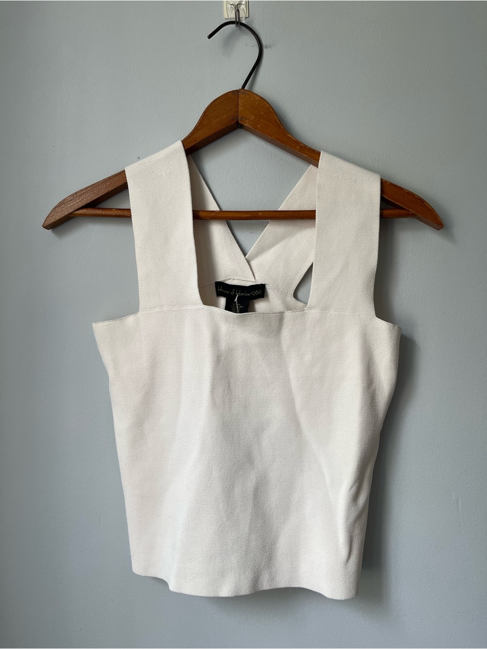 NWT House of Harlow 1960 Cream Spring Summer Knit Cropped Sleeveless Tank Top XS